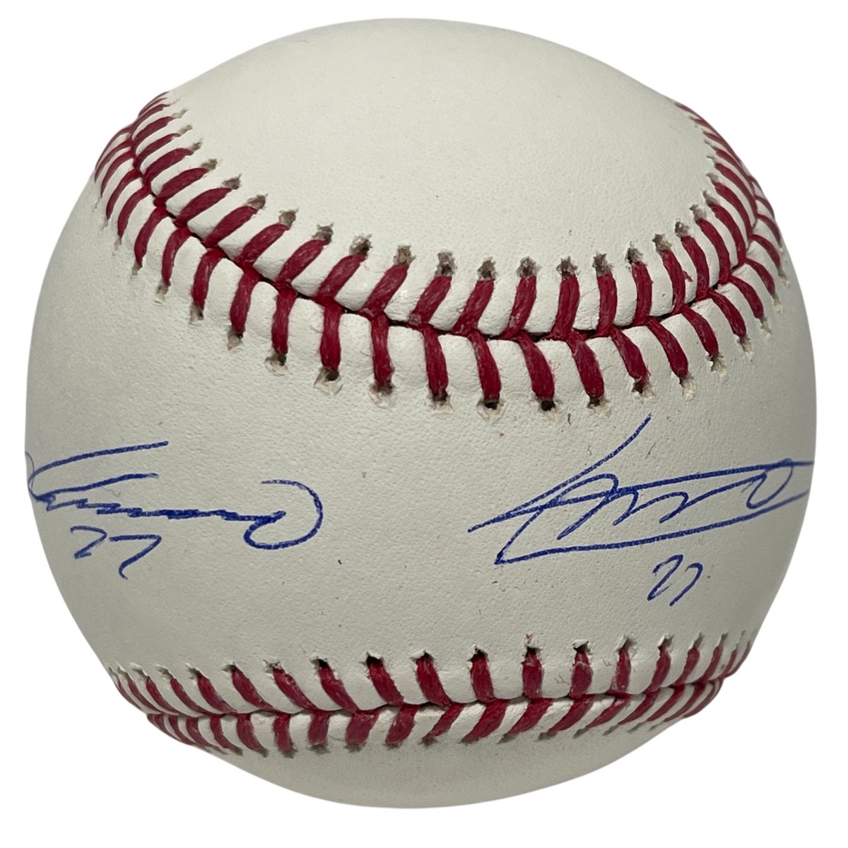 Vladimir Guerrero Jr &amp; Sr Dual Signed Rawlings ROMLB Baseball PSA COA