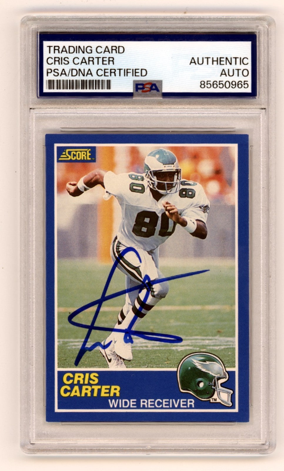 Cris Carter 1989 Score Football #72 Signed Rookie RC PSA Authentic Auto Eagles