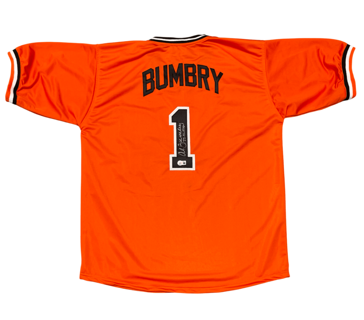 Al Bumbry Signed Baltimore Orioles Custom Jersey w 73 AL ROY Beckett Wit BAS COA