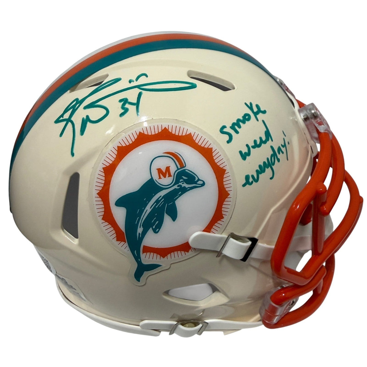Ricky Williams Signed Dolphins Retro Mini Helmet w Smoke Weed Everyday JSA W COA