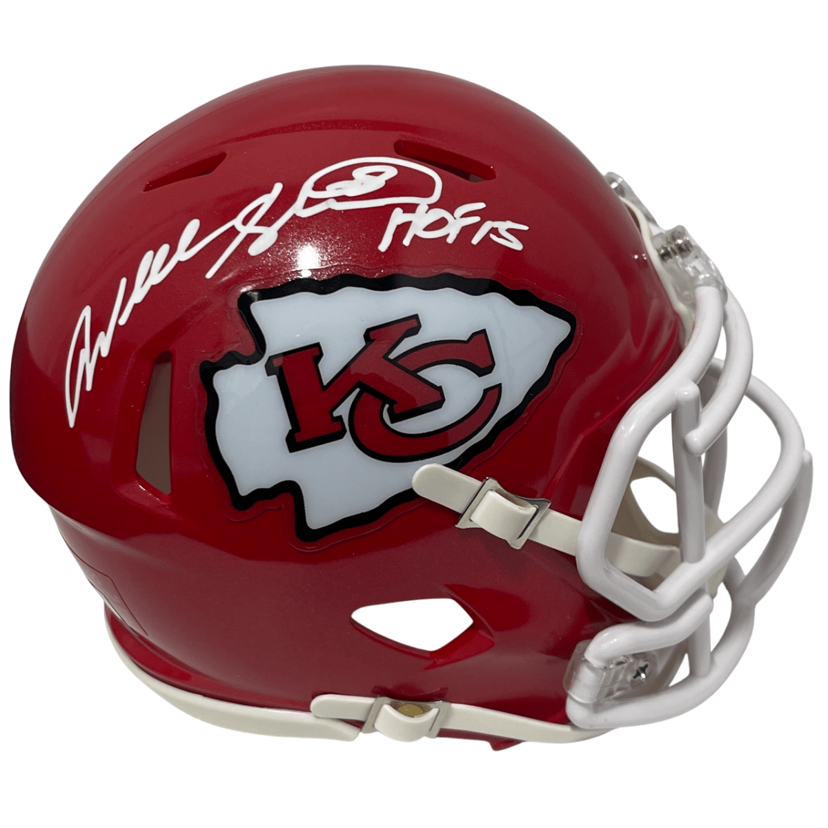 Will Shields Signed KC Chiefs Speed Mini Helmet w HOF 15 Beckett Witness BAS COA