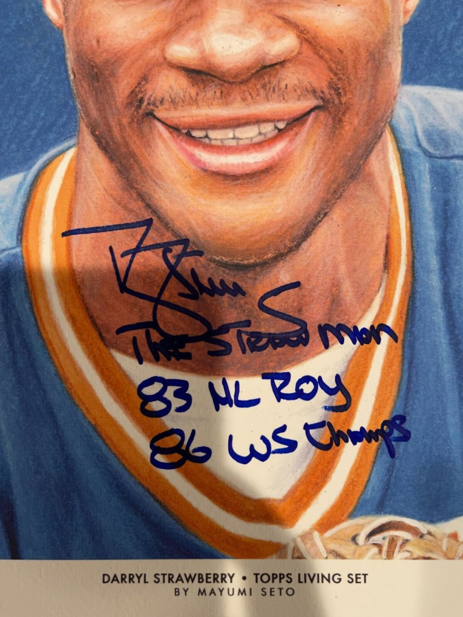Darryl Strawberry Signed Auto 10x14 Topps Living Art Print /100 3x Insc. JSA COA