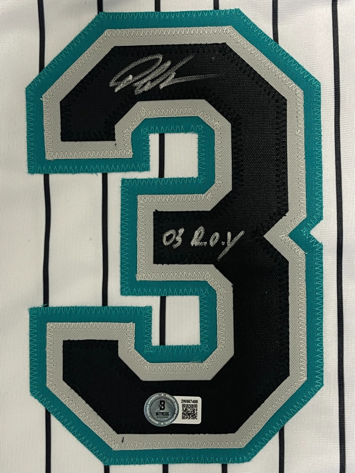 Dontrelle Willis Signed Marlins Custom Jersey w/ 03 NL ROY Beckett Wit BAS COA