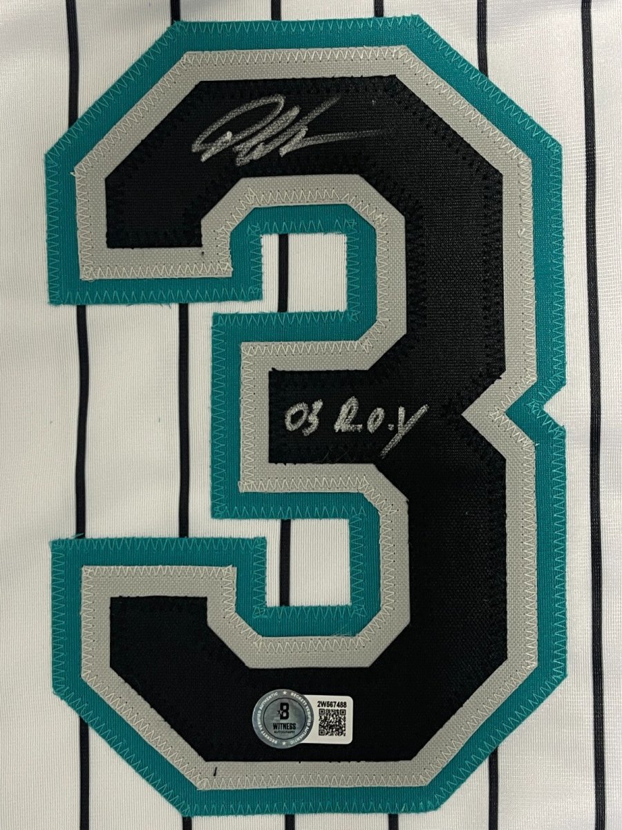 Dontrelle Willis Signed Marlins Custom Jersey w/ 03 NL ROY Beckett Wit BAS COA