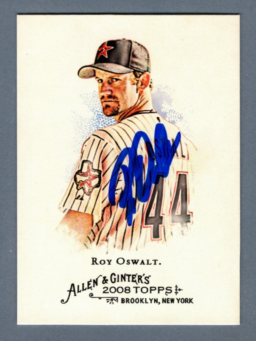 Roy Oswalt Signed 2008 Topps Allen &amp; Ginter #225 LSCM COA Houston Astros