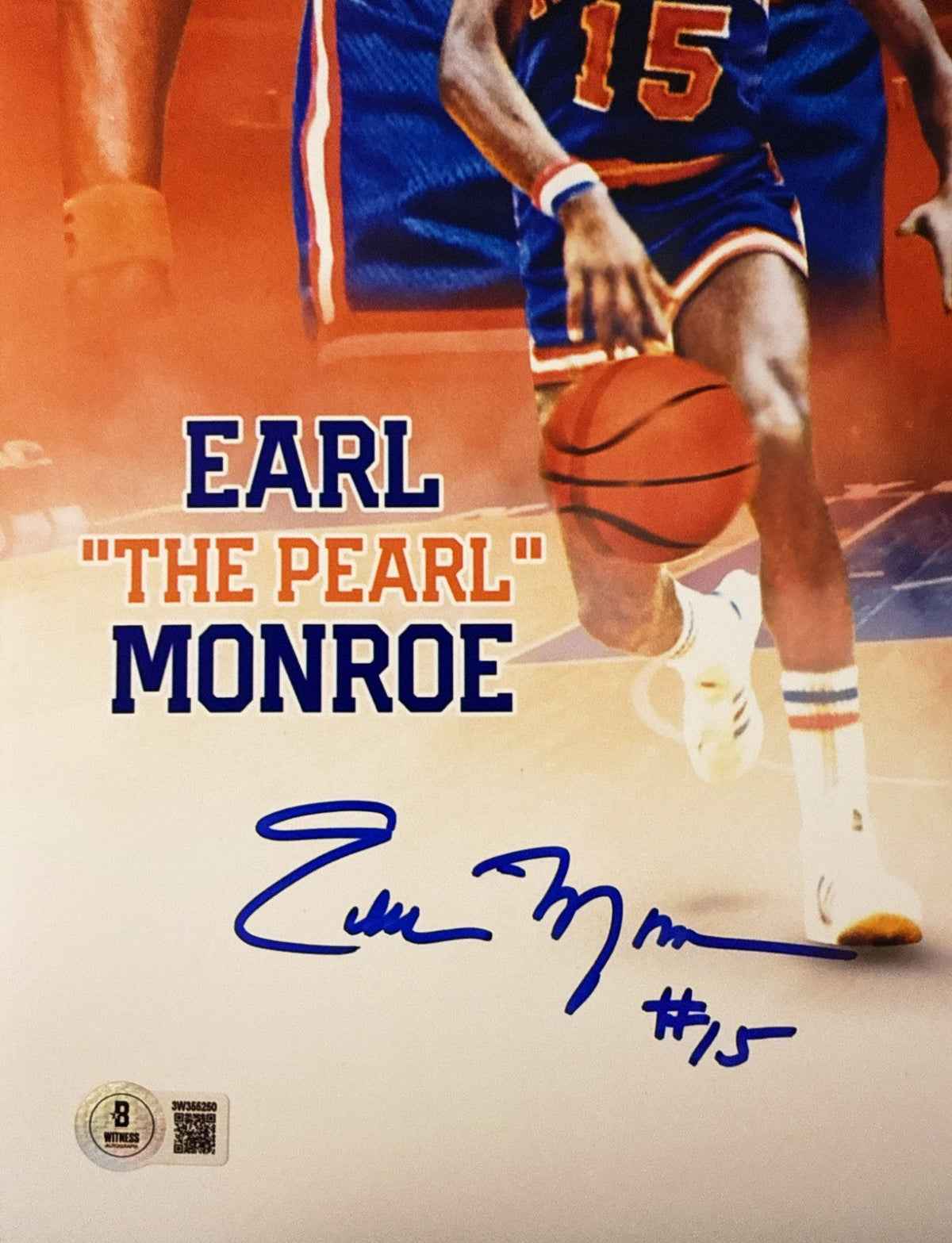 Earl Monroe &amp; Walt Frazier Dual Signed 16x20 Photo LE # Beckett Witness BAS COA