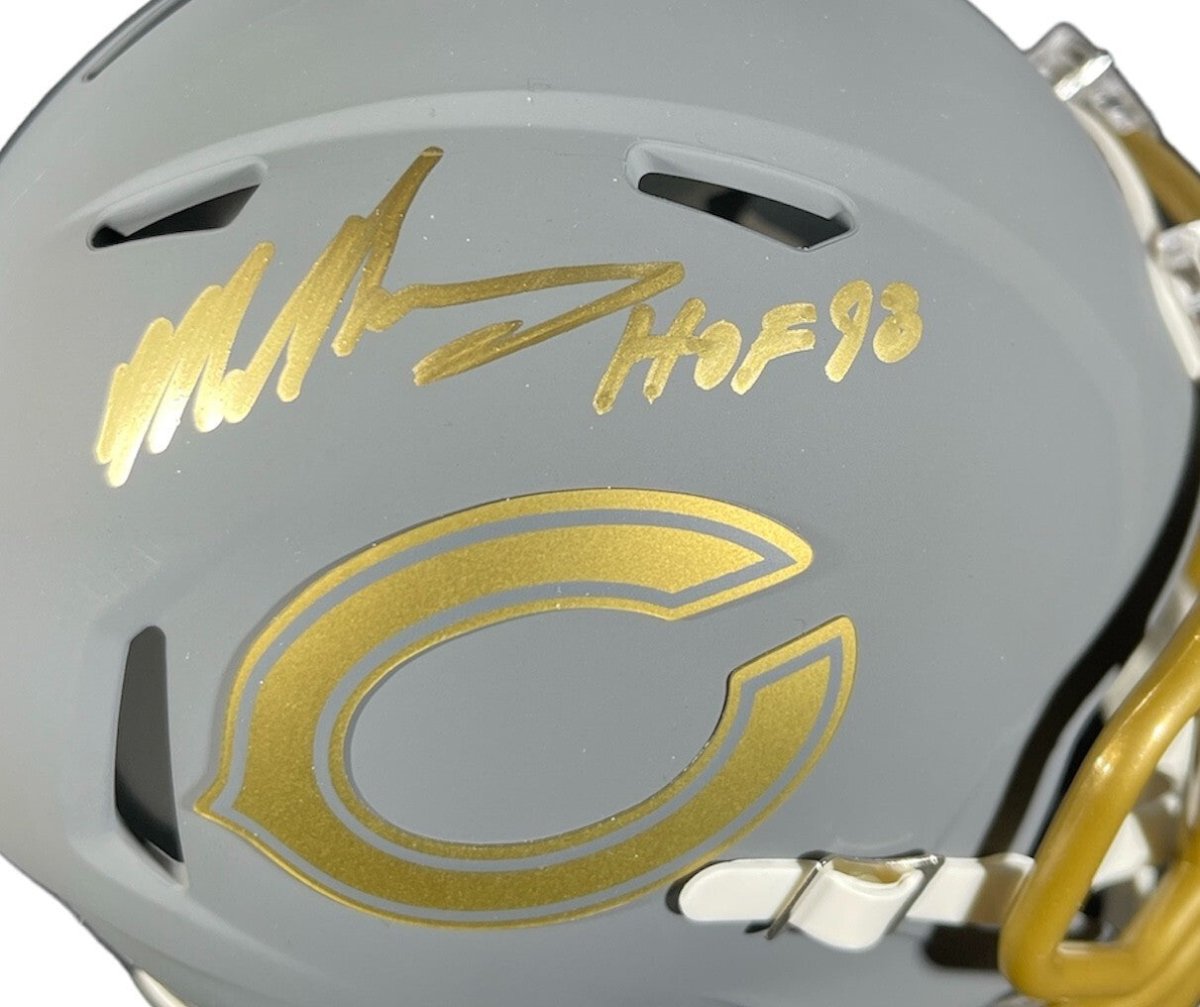 Mike Singletary Signed Bears Slate Mini Helmet HOF 98 Beckett Witness BAS COA