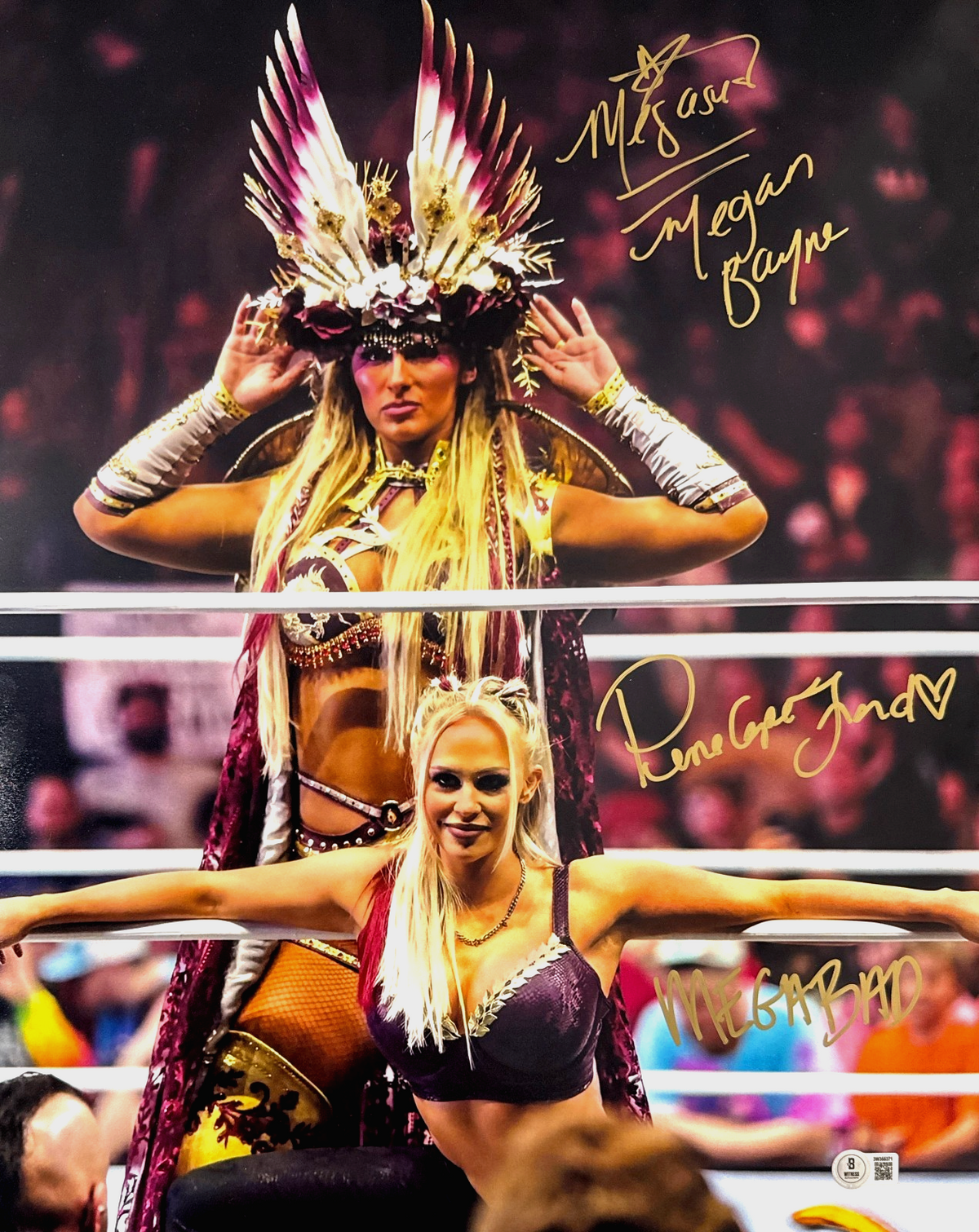 Megan Bayne &amp; Penelope Ford Dual Signed 16x20 Photo w/ 2 Ins Beckett Wit BAS COA