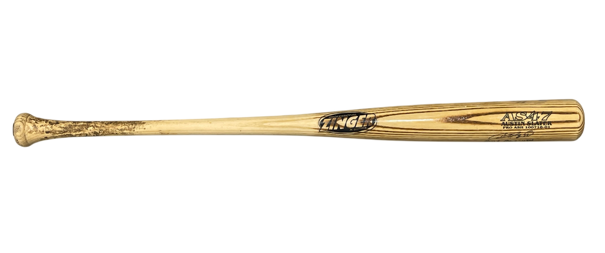 Auston Slater Signed AS47 Zinger 2017 Game Used Rookie Bat ONYX COA Yankees