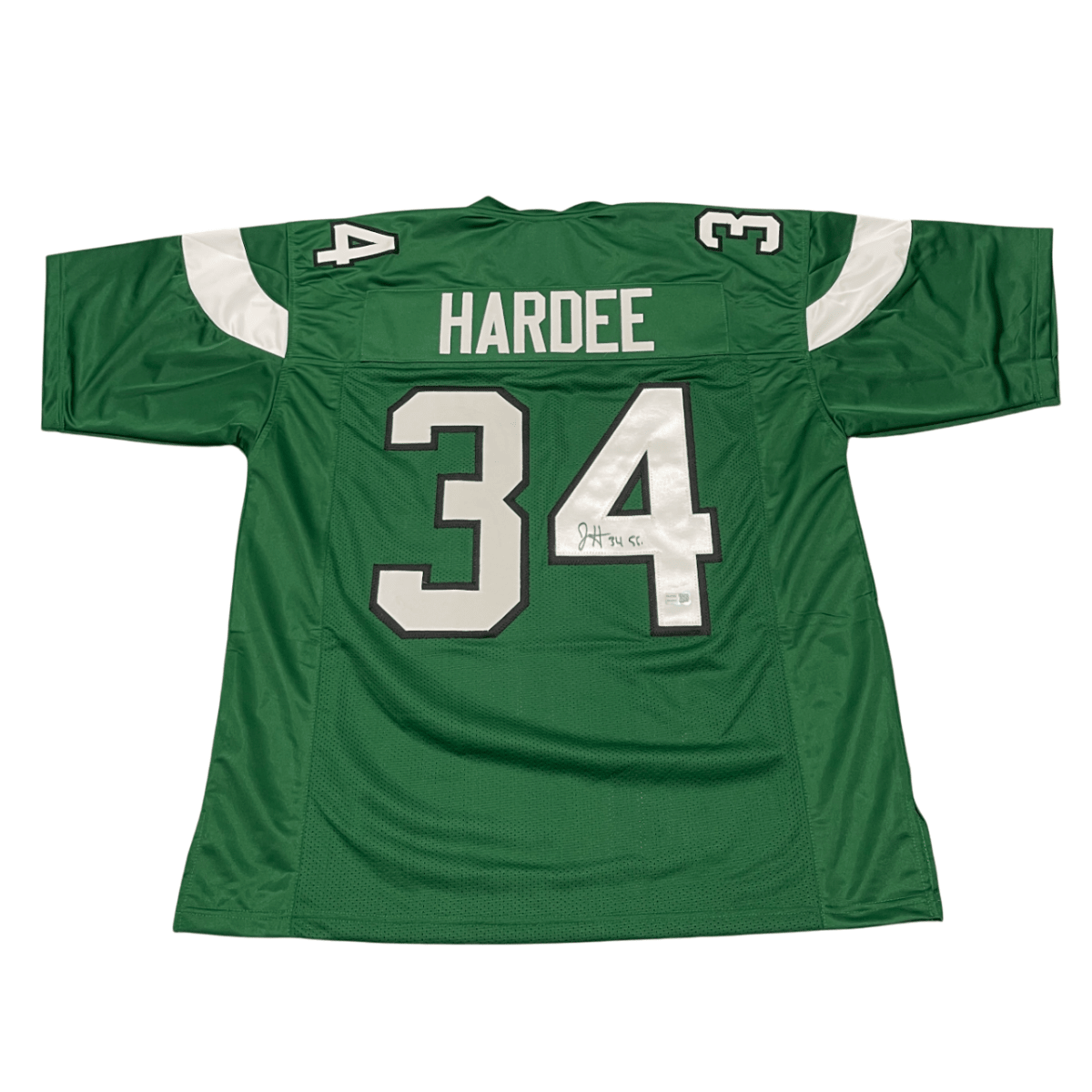 Justin Hardee Sr. Signed New York Jets Custom Green Jersey TRISTAR Holo COA