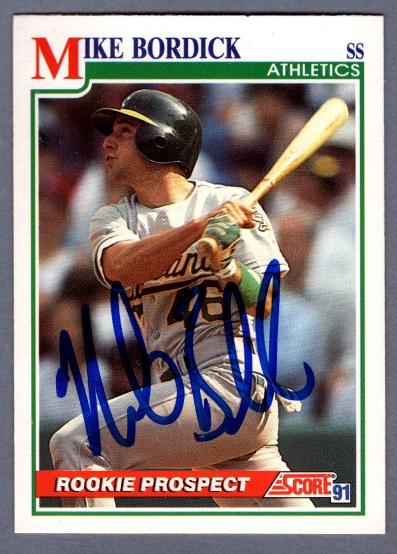 Mike Bordick Signed Autographed 1991 Score #339 Rookie RC LSCM COA Athletics