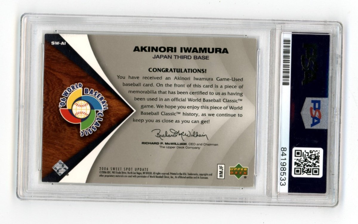 Akinori Iwamura 2006 Sweet Spot Beginnings Swatches WBC Jersey Signed PSA Auto