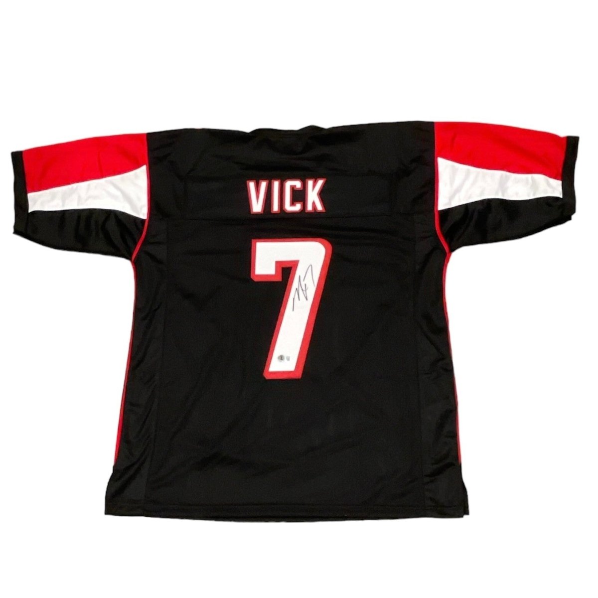 Michael Vick Signed Atlanta Falcons Custom Black Jersey Beckett Witness BAS COA