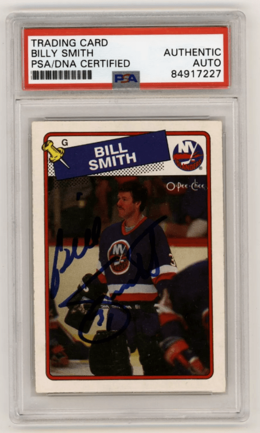 Billy Smith 1988-89 O-Pee-Chee OPC #17 Signed PSA Authentic Auto Blue Islanders
