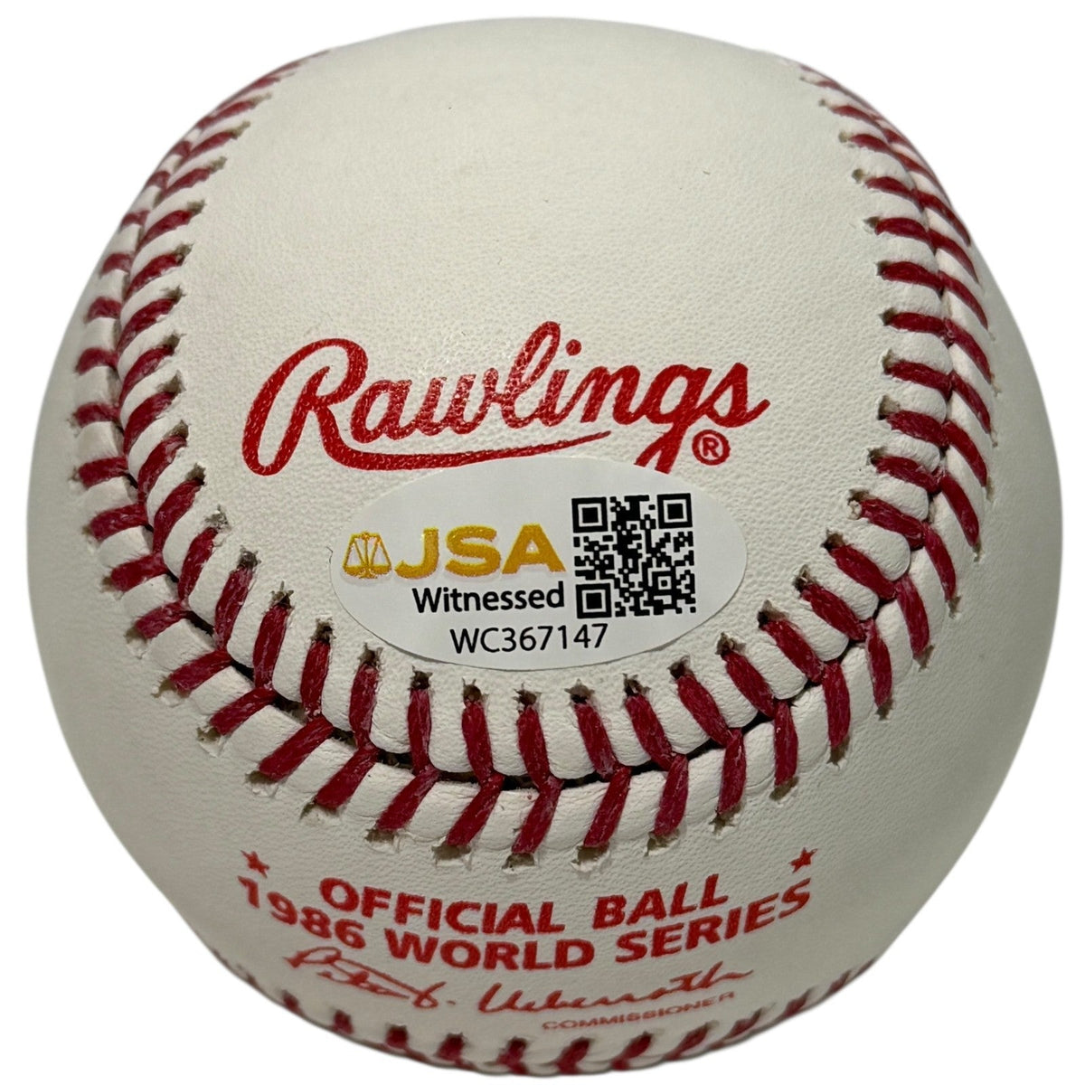 Roger McDowell Signed 1986 World Series Baseball w/ WS Champs GM 7 WP JSA W COA