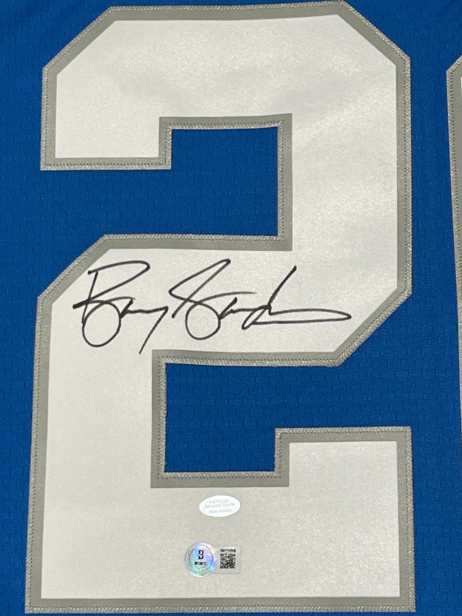 Barry Sanders Signed Detroit Lions Mitchell &amp; Ness M&amp;N Jersey BAS COA + SCHWARTZ