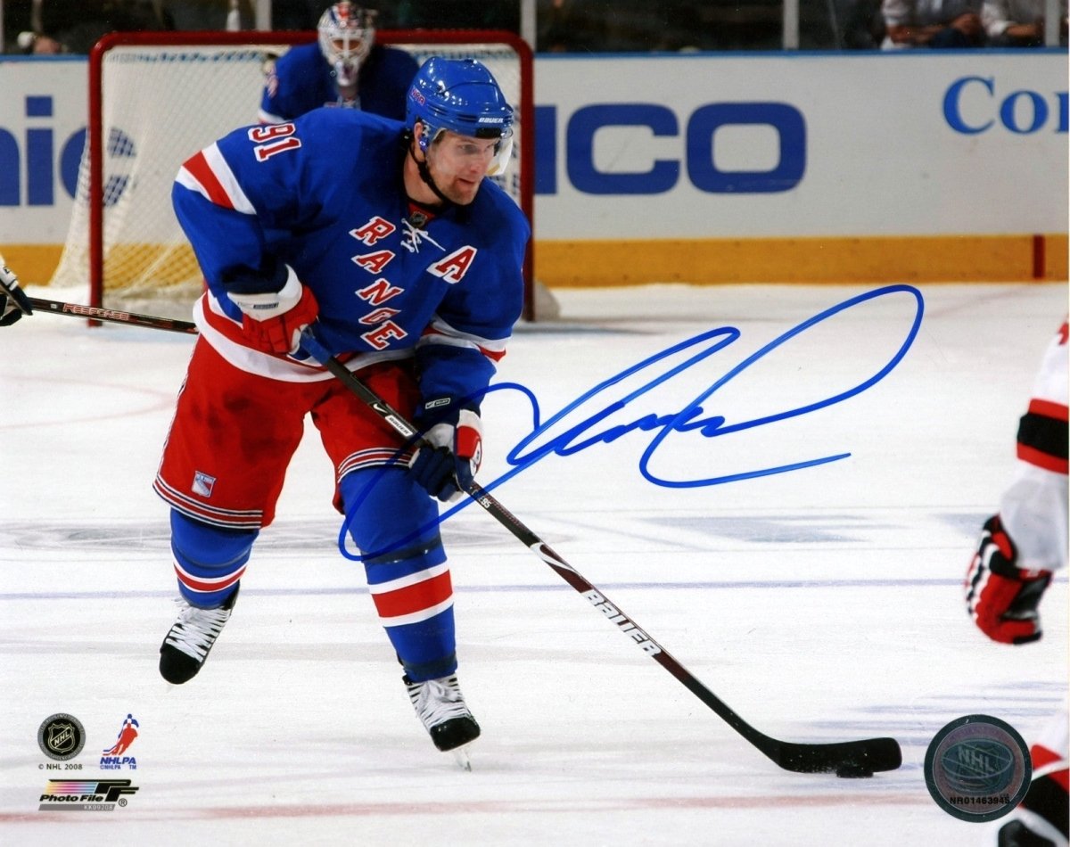 Markus Naslund Signed Autographed New York Rangers 8x10 Photo File LSCM COA #2