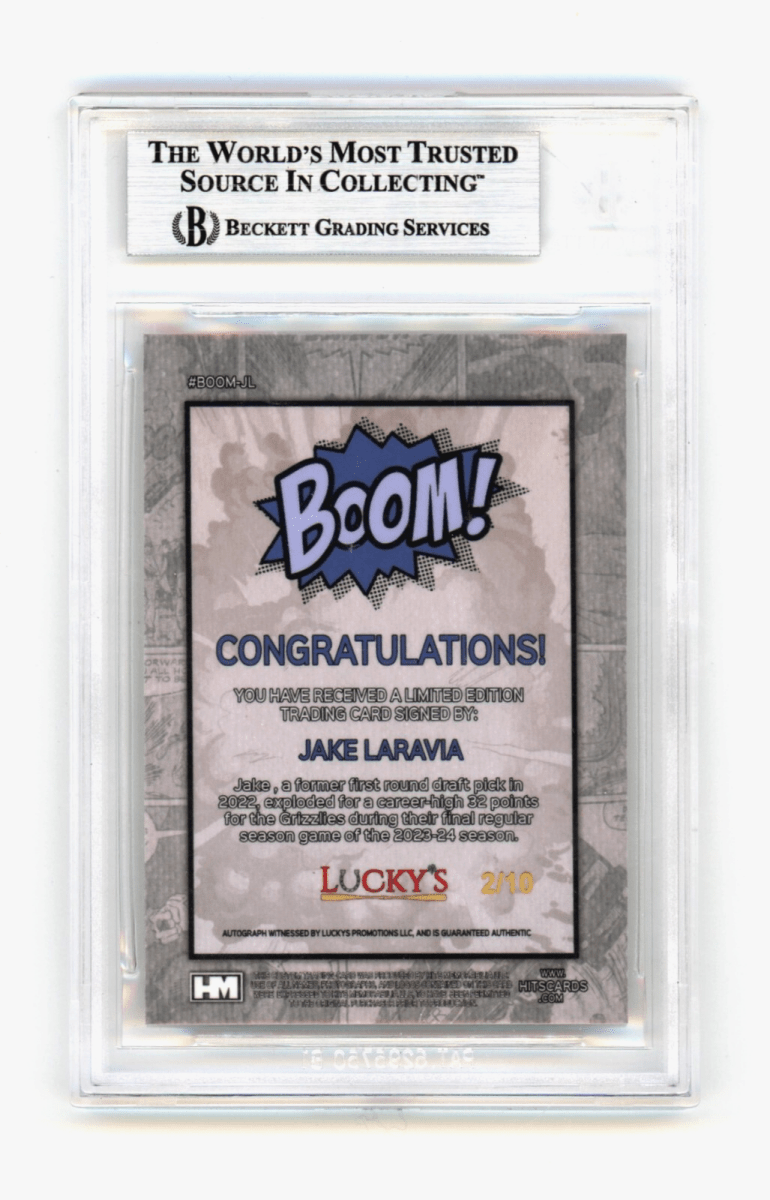 Jake LaRavia 2024 Hits Memorabilia BOOM Gold /10 Signed BGS BAS Auto Memphis