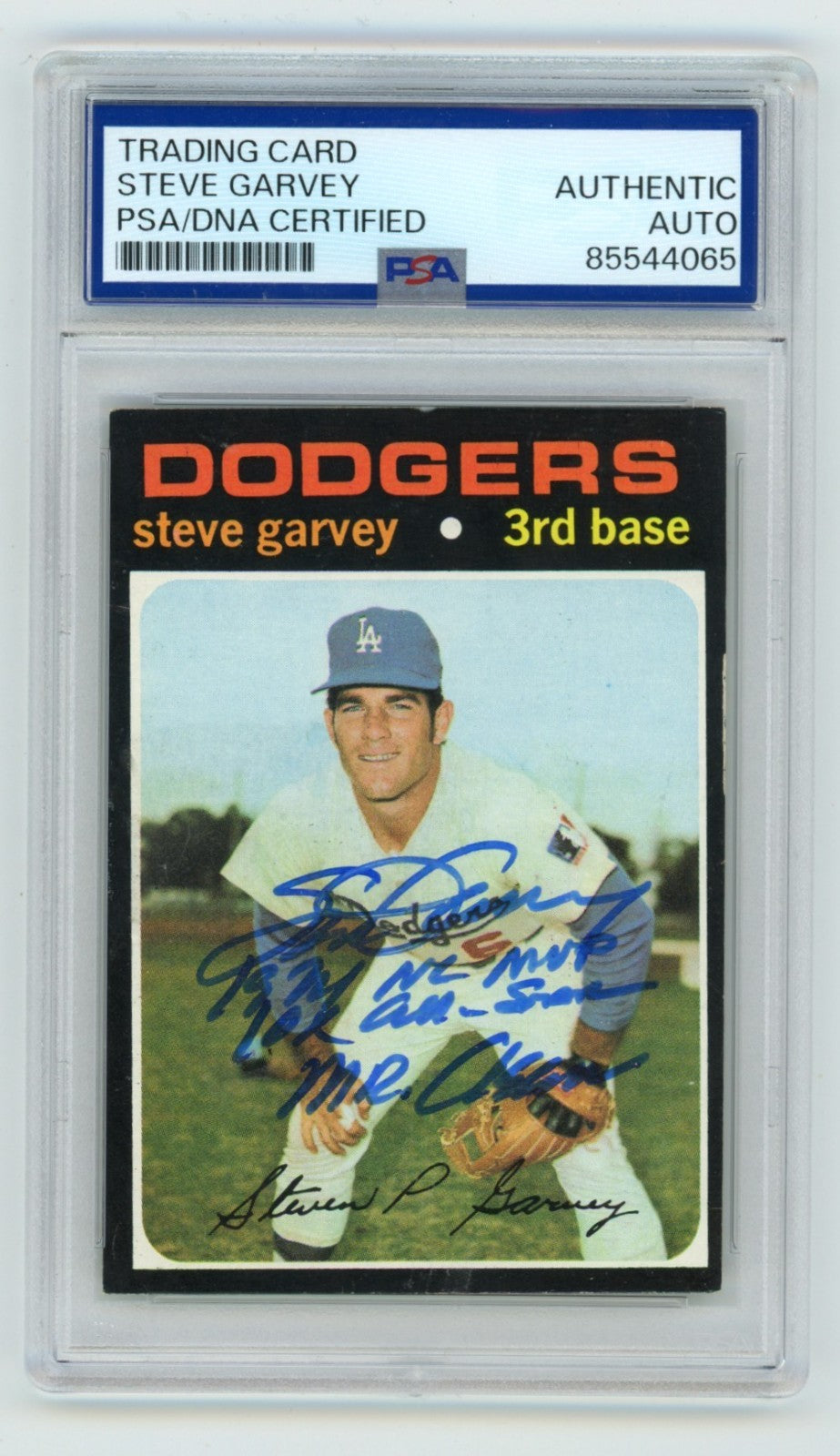 Steve Garvey 1971 Topps #341 Signed Rookie RC w/ 3 Insc. PSA Auto B Mr. Clean