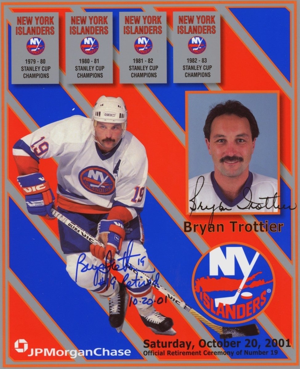 Bryan Trottier Signed Autographed SGA 8x10 Photo w/ #19 Retired PSA ITP COA