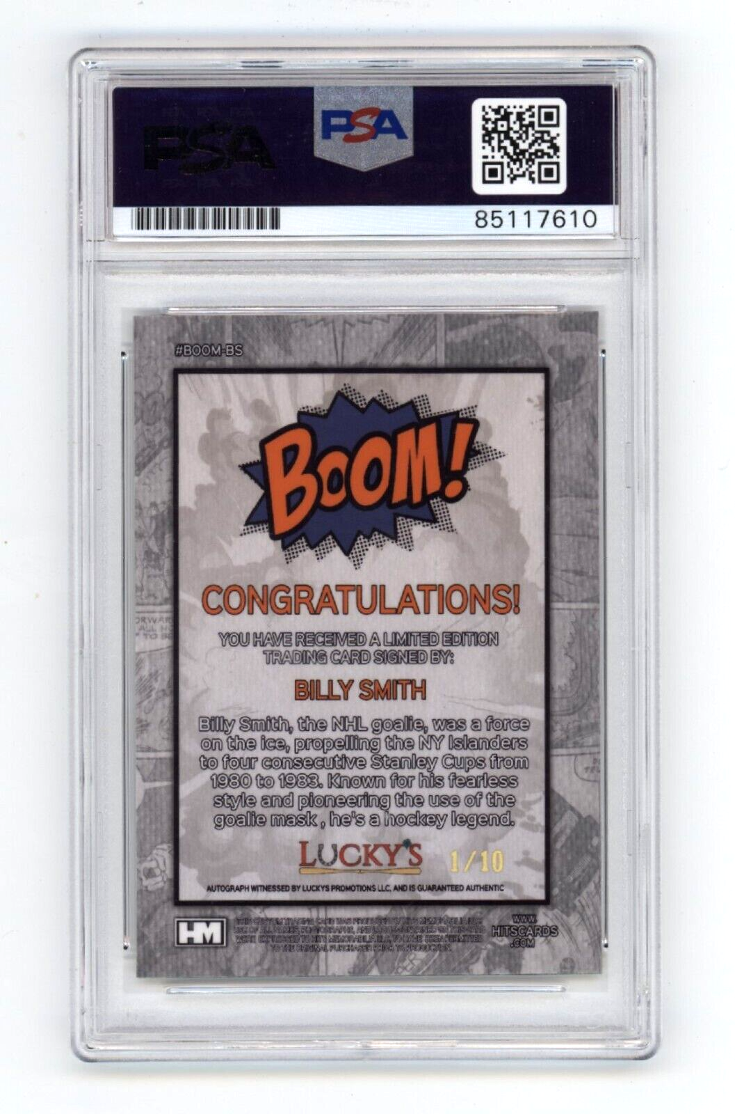 Billy Smith 2024 Hits Memorabilia BOOM Gold #/10 Signed PSA Auto Islanders
