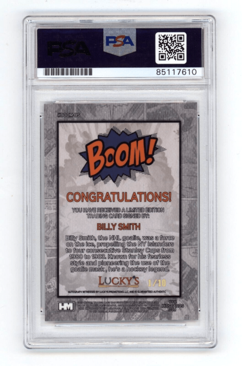 Billy Smith 2024 Hits Memorabilia BOOM Gold #/10 Signed PSA Auto Islanders