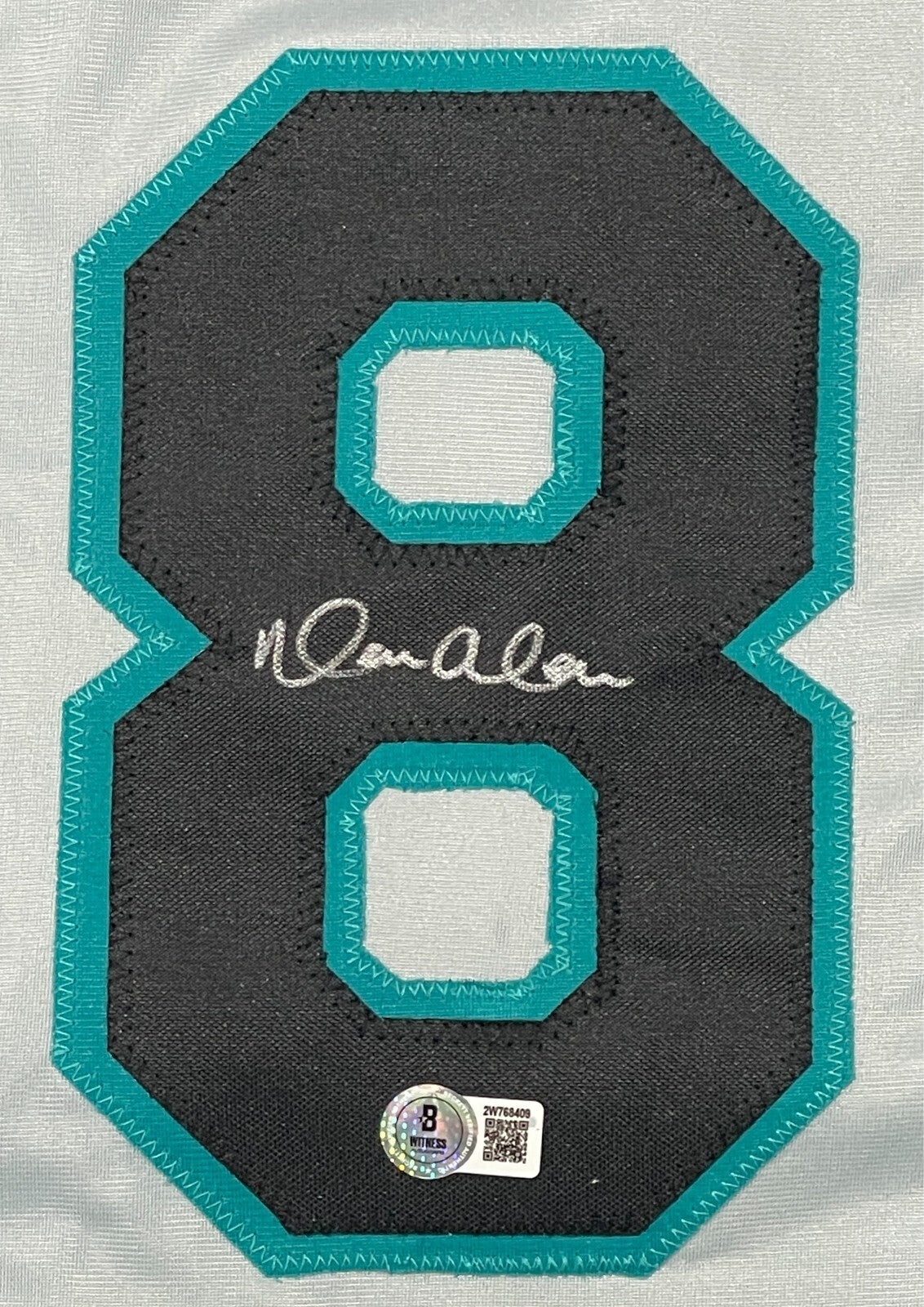 Moises Alou Signed Florida Marlins Custom Grey Jersey Beckett Witness BAS COA