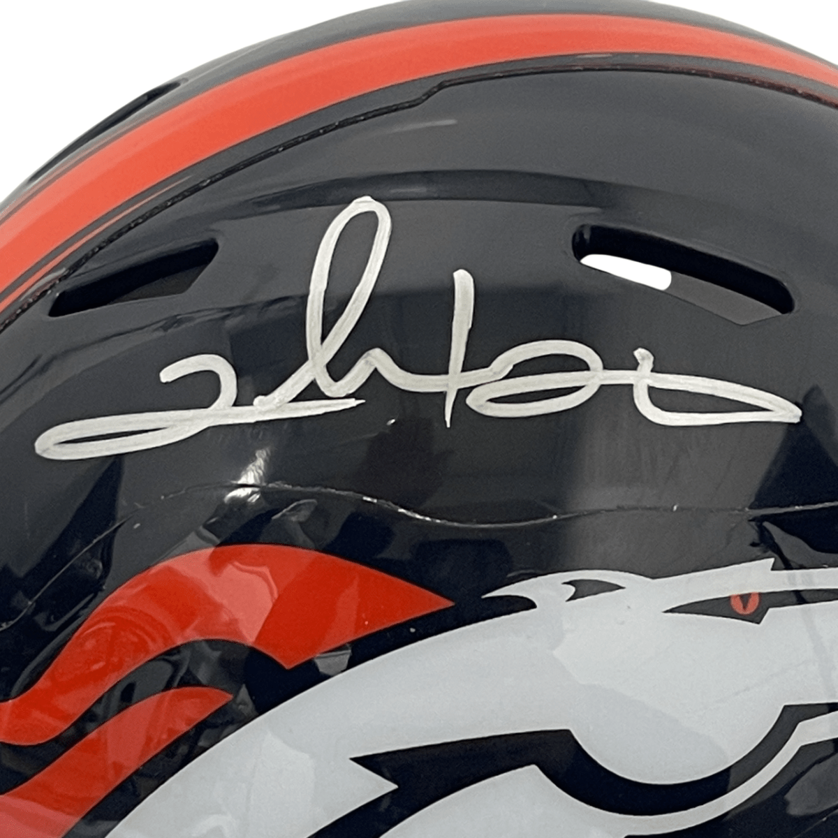 Clinton Portis Signed Broncos Speed Mini Helmet Beckett Witness BAS COA