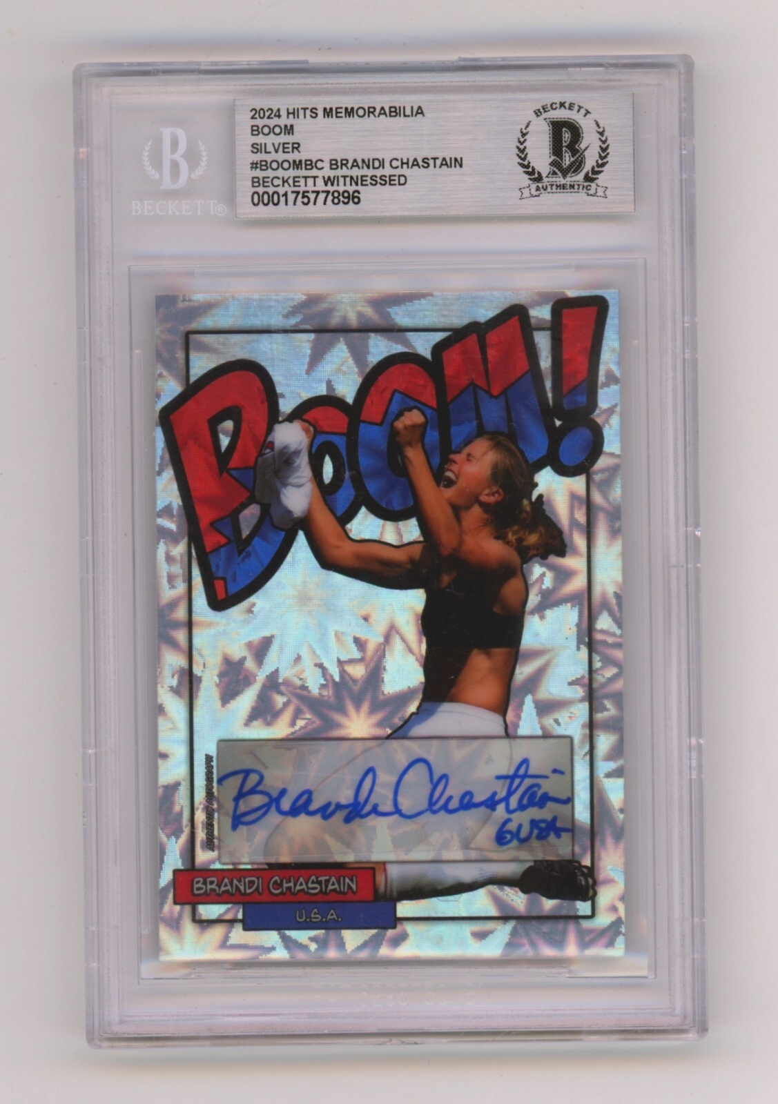 Brandi Chastain 2024 Hits Memorabilia BOOM Silver /6 Signed w/ USA BGS BAS Auto