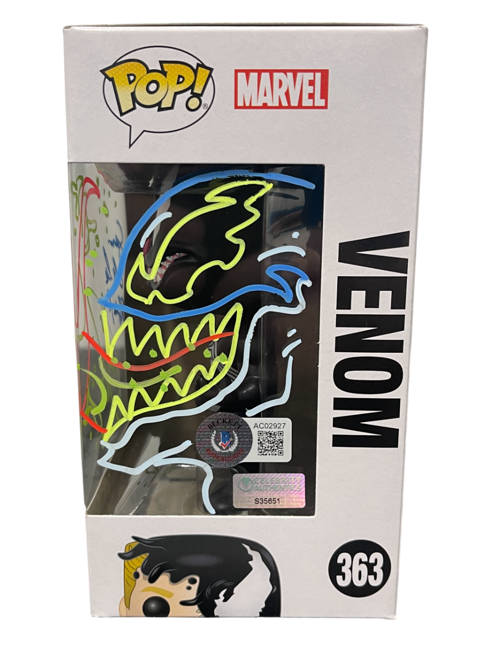 Tom Hardy Signed Venom Funko Pop #363 w/ Sam De La Rosa Sketch BAS &amp; JSA COA C