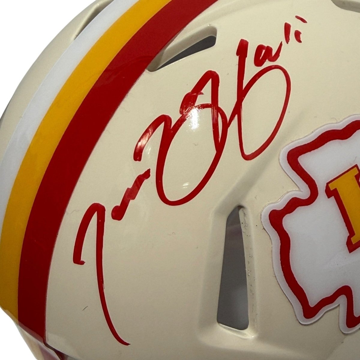 Tamba Hali Signed Kansas City Chiefs Retro Mini Helmet JSA Witness COA