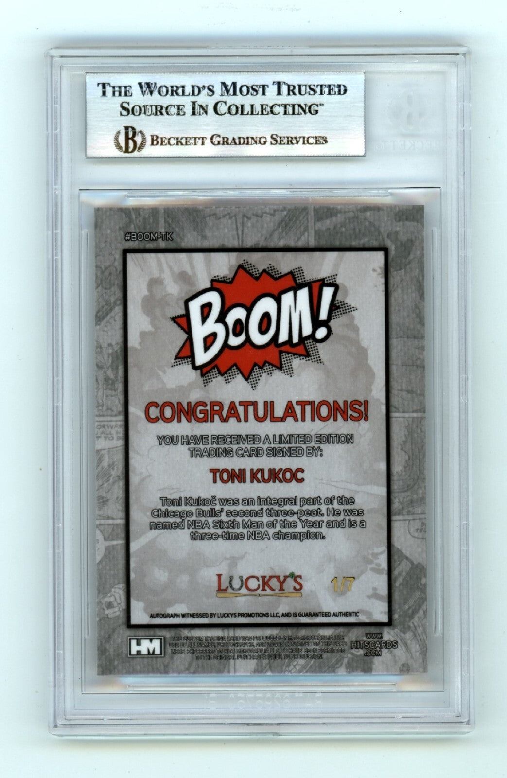 Toni Kukoc 2024 Hits Memorabilia BOOM Red #/7 Signed BGS BAS Auto Bulls