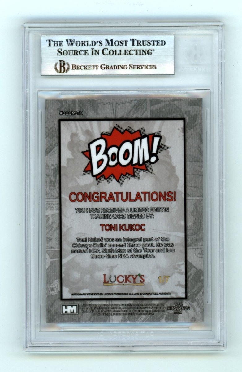 Toni Kukoc 2024 Hits Memorabilia BOOM Red #/7 Signed BGS BAS Auto Bulls
