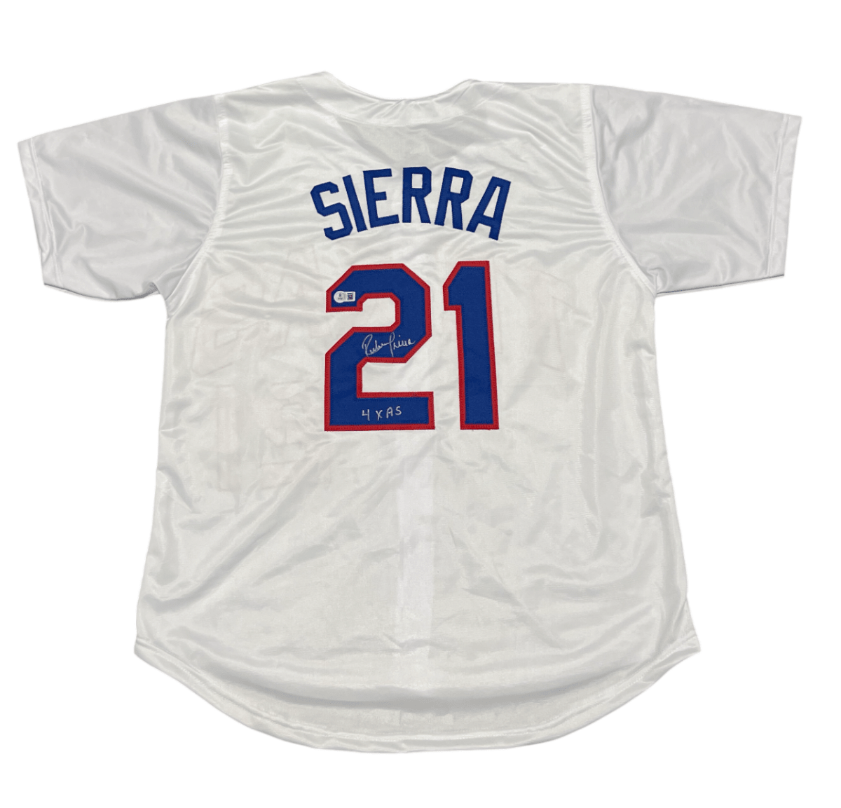 Ruben Sierra Signed Texas Rangers Custom Jersey w/ 4x AS Beckett Witness BAS COA