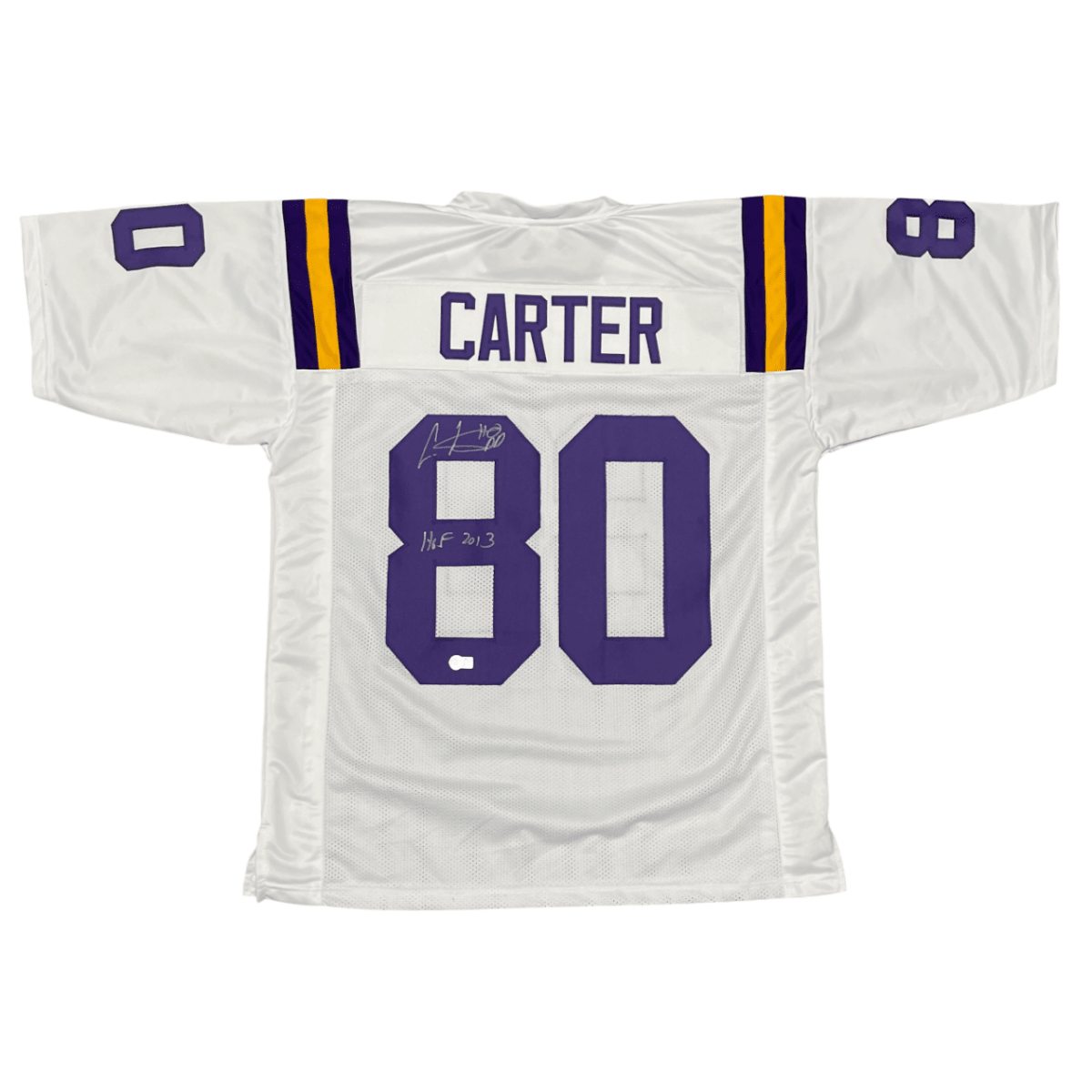 Cris Carter Signed Vikings Custom Jersey w/ HOF 2013 Beckett Witness BAS COA