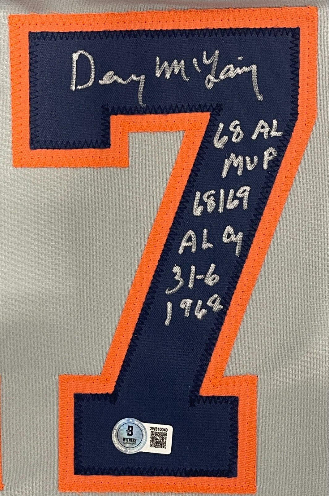Denny McLain Signed Detroit Tigers Custom Jersey w/ 3 Insc Beckett Wit BAS COA