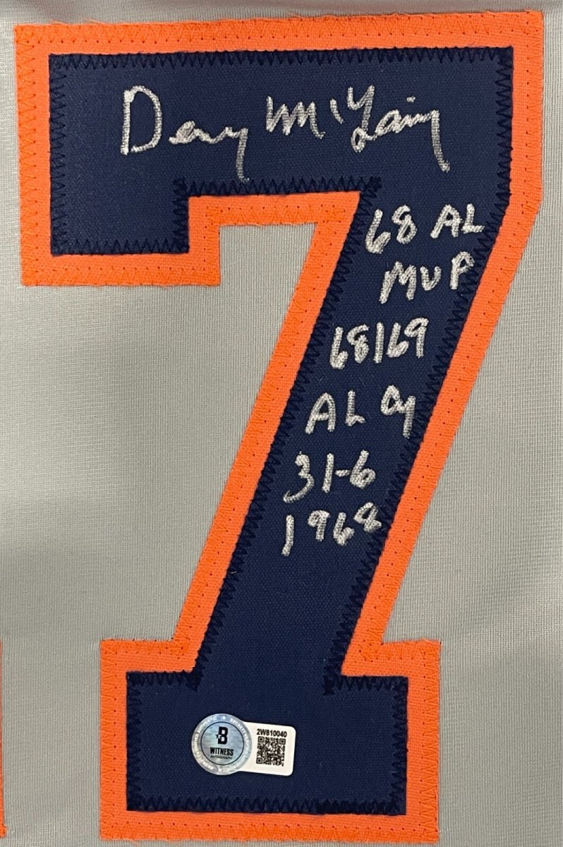 Denny McLain Signed Detroit Tigers Custom Jersey w/ 3 Insc Beckett Wit BAS COA