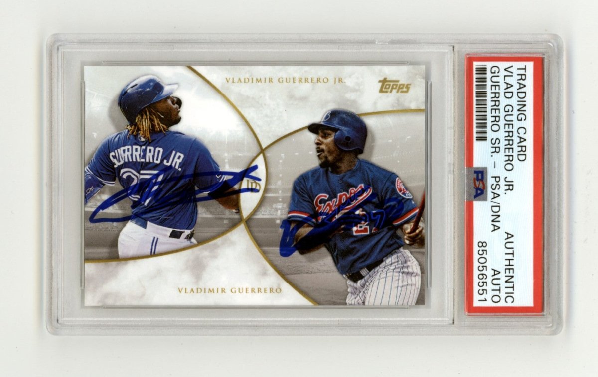 Vladimir Guerrero Jr. &amp; Sr. 2019 Topps Dynamic Duals Signed PSA Authentic Auto