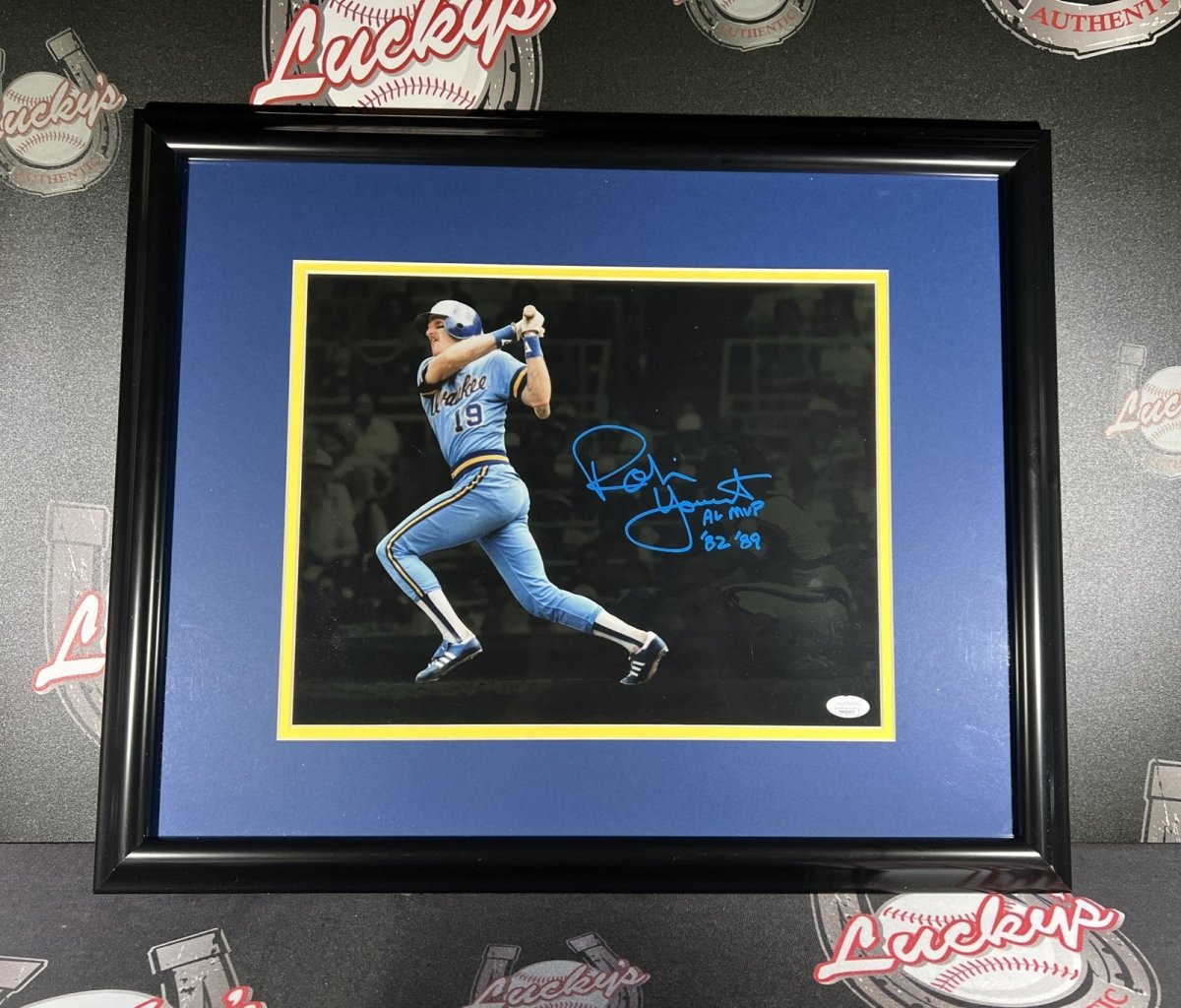 Robin Yount Signed Framed Brewers 11x14 Photo w/ AL MVP 82-89 JSA WIT COA