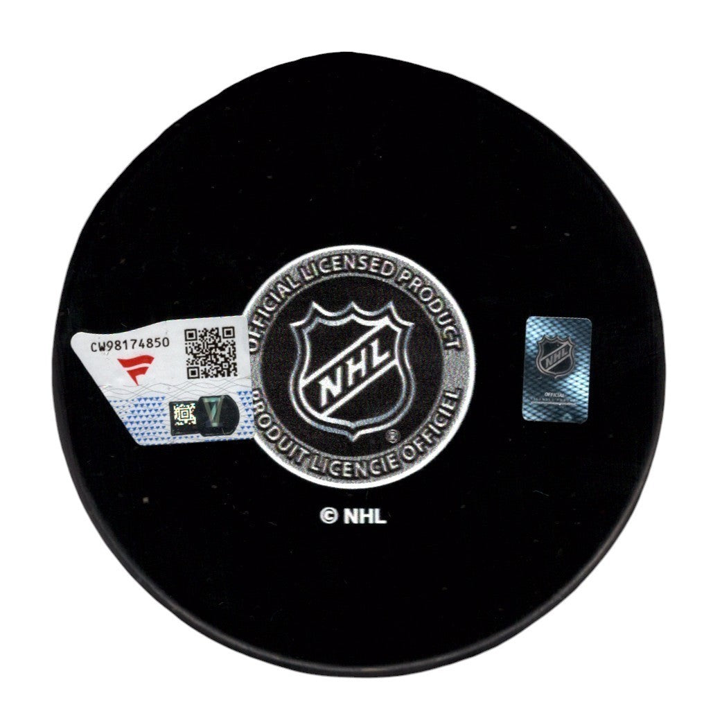 Jack Hughes Signed Autographed New Jersey Devils Logo Puck Fanatics COA