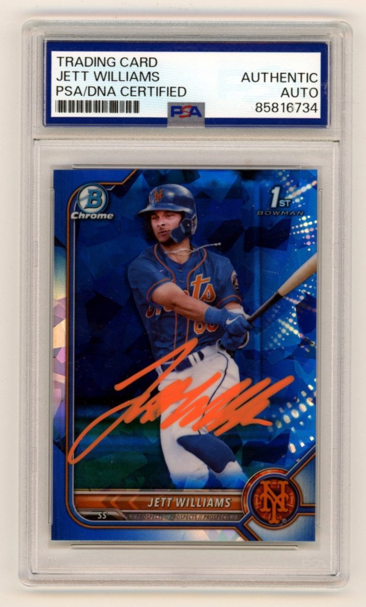 Jett Williams 2022 Bowman Chrome Sapphire 1st Signed Auto RC PSA Authentic Auto