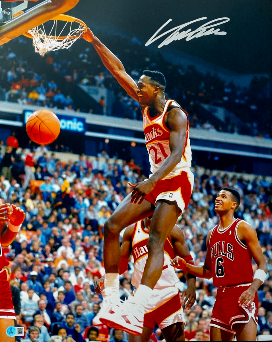 Dominique Wilkins Signed Atlanta Hawks 16x20 Photo Beckett Witness BAS COA