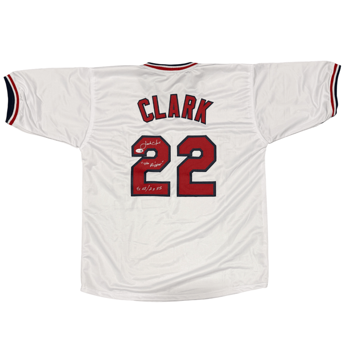 Jack Clark Signed St. Louis Cardinals Custom Jersey w/ 3 Insc. JSA Wit. COA