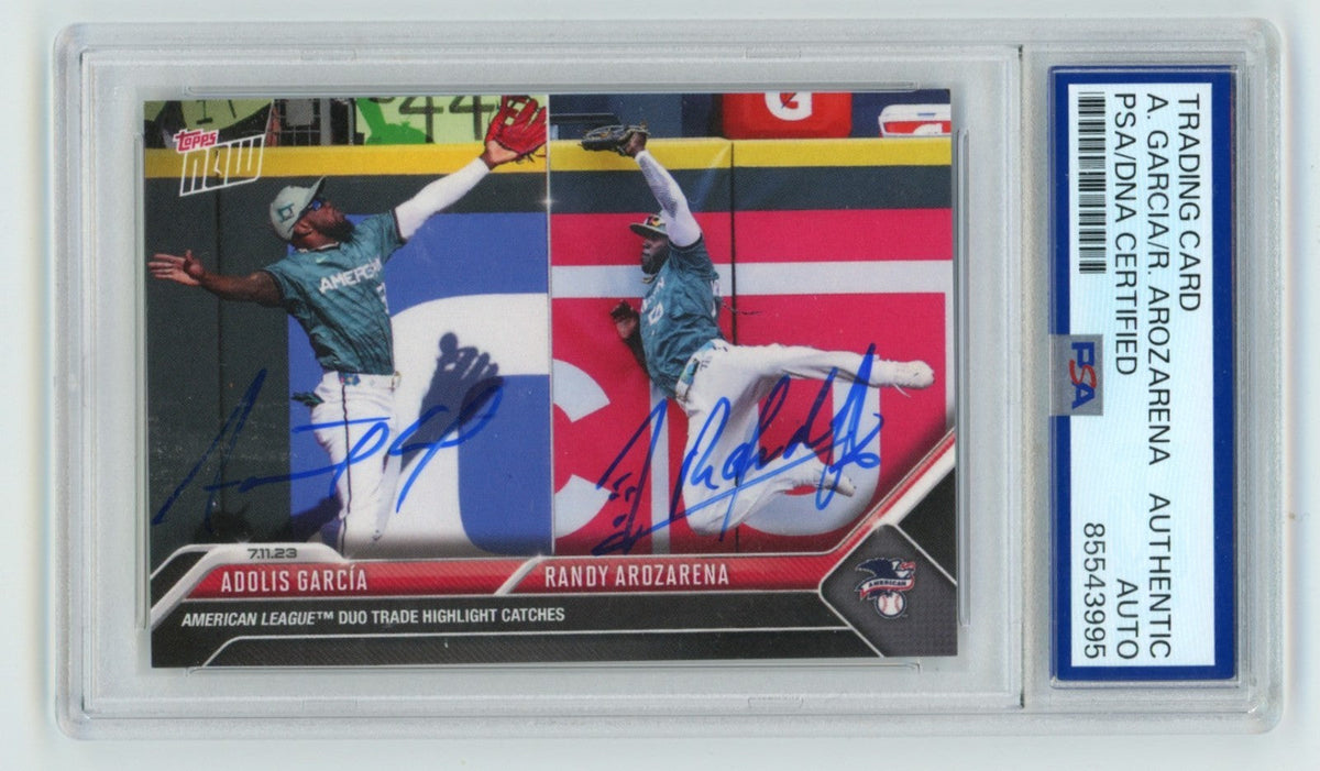 Adolis Garcia &amp; Randy Arozarena Topps Now #562 Signed PSA Authentic Auto ASG