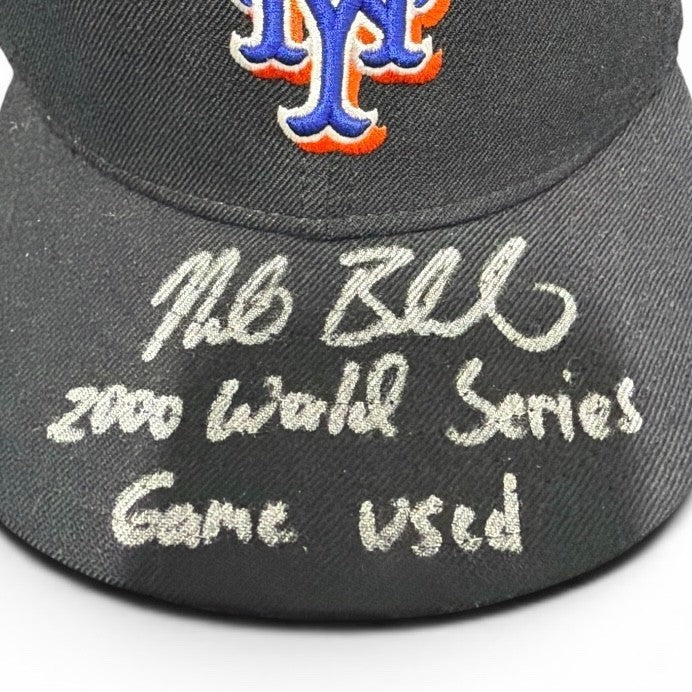 Mike Bordick Signed Game Used 2000 World Series New York Mets Hat JSA Wit. COA