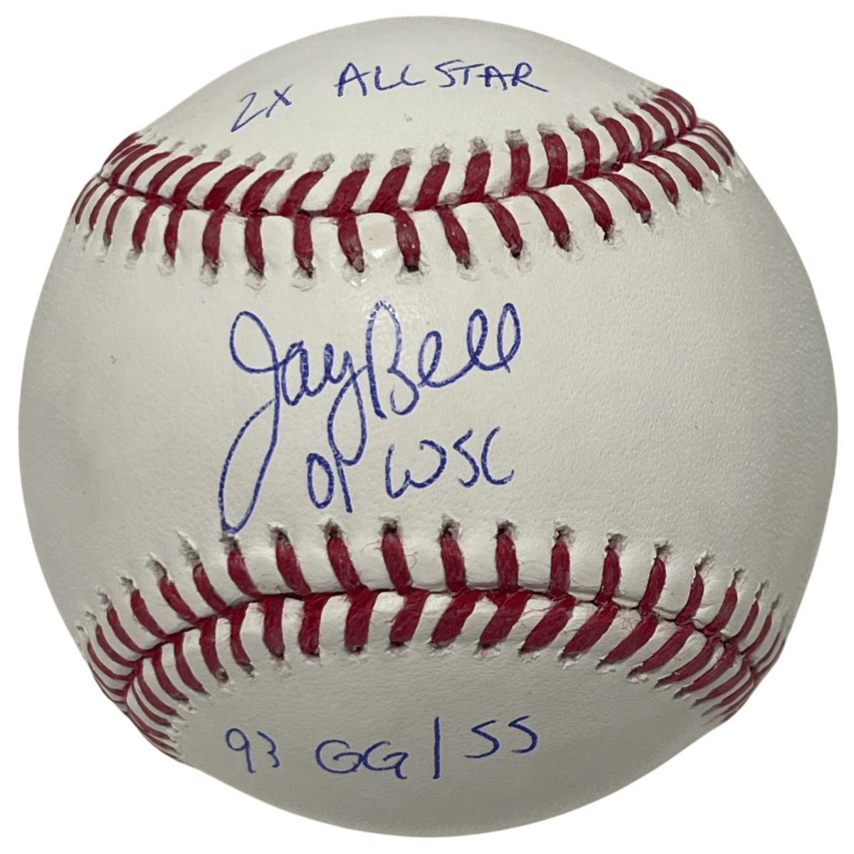 Jay Bell Signed ROMLB Baseball w/ 01 WSC + 2 AS + 93 GG/SS Beckett Wit BAS COA