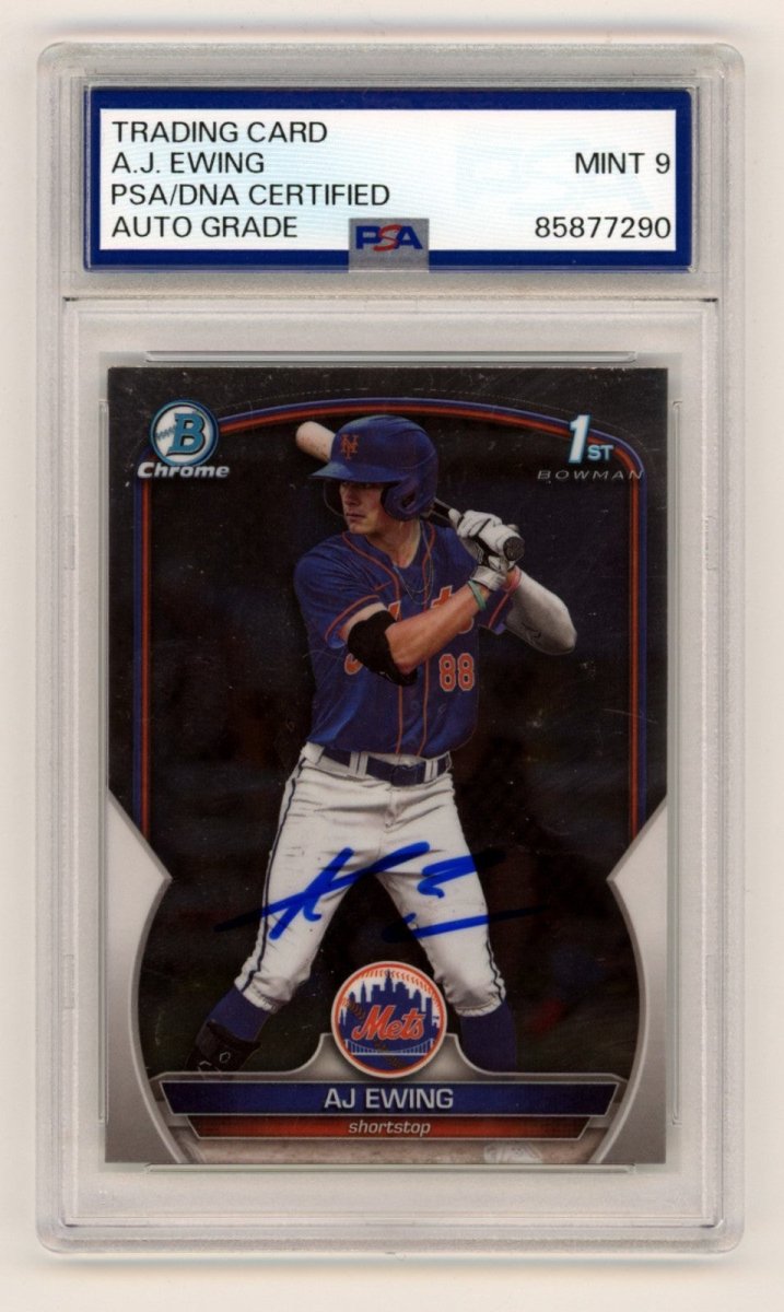 AJ Ewing 2023 Bowman Chrome 1st Signed Autograph Rookie RC PSA 9 Auto NY Mets
