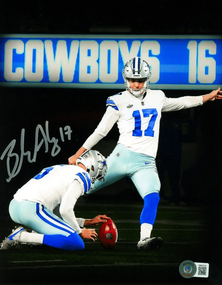 Brandon Aubrey Signed Dallas Cowboys 8x10 Photo Beckett Witness BAS COA #1