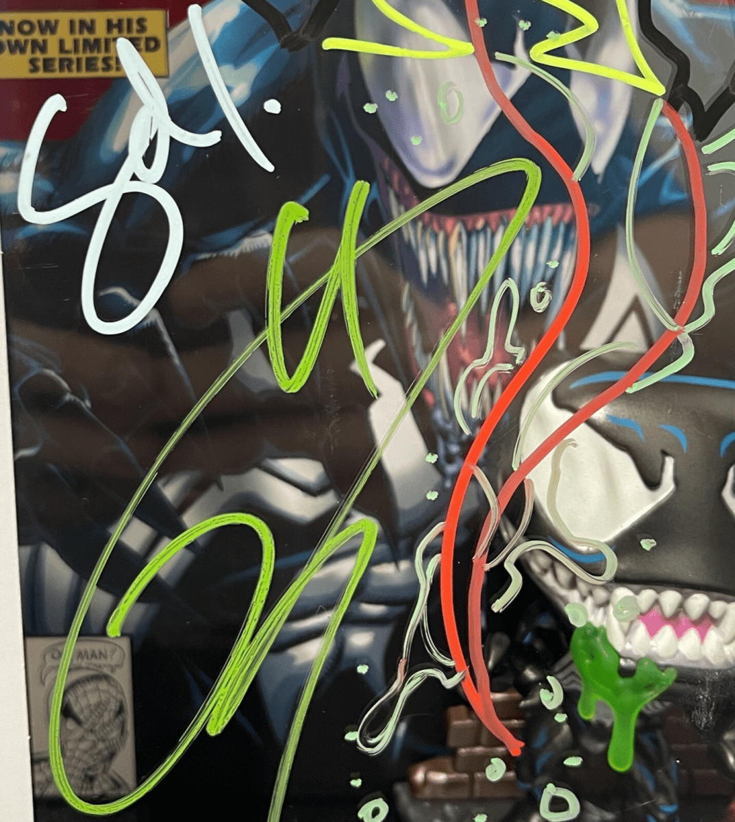 Tom Hardy Signed Venom Funko Pop Comic #10 w Sam De La Rosa Sketch BAS JSA COA D