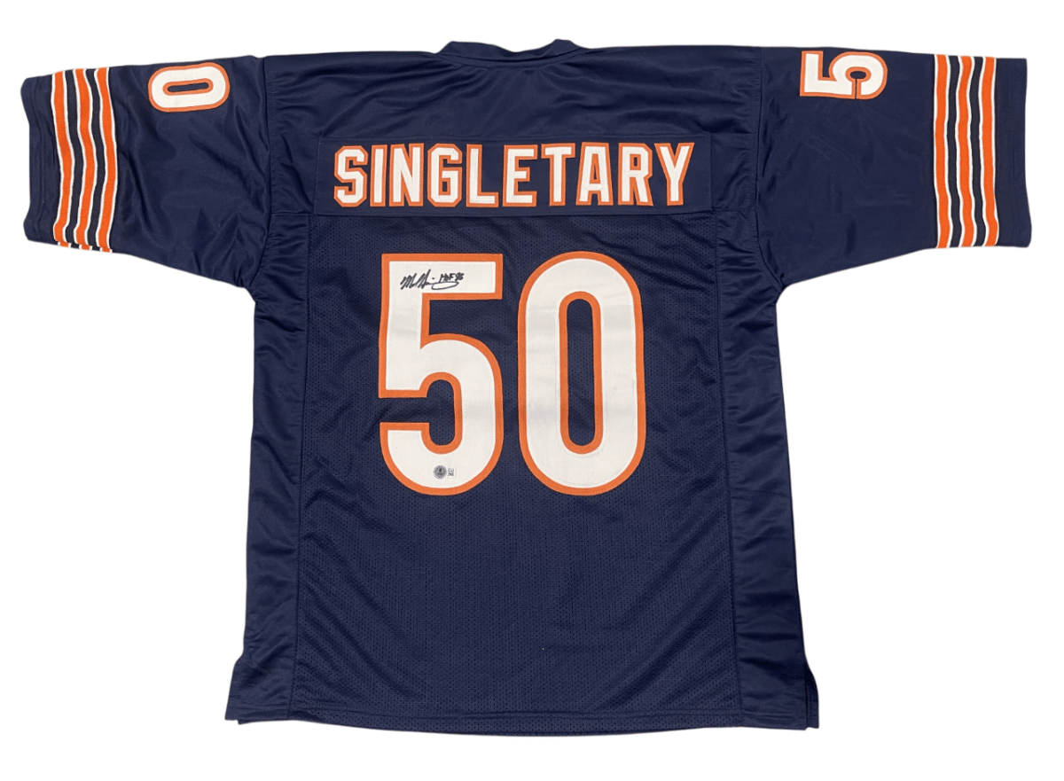 Mike Singletary Signed Chicago Bears Custom Jersey w/ HOF 98 Beckett Wit BAS COA